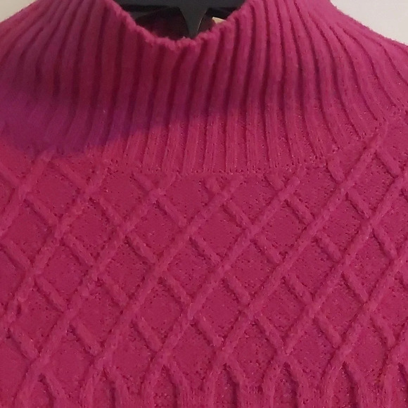 Oliver.o chunky cable knit balloon sleeve Pink Sweater large - Picture 2 of 7